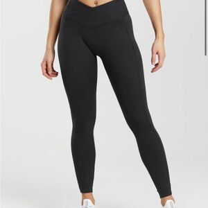 Gymshark High Rise Crossover Front Leggings Black Size Small